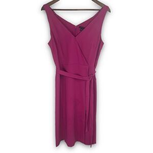 Ann Taylor Magenta‎ Tie Waist Sleeveless Faux wrap Sheath Dress Size 6 NWT